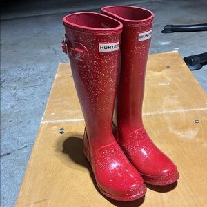 Hunter Sparkling Red Tall Boots Girls rain